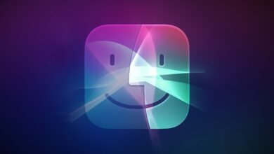 Finder icon with Siri overlay on a gradient background.