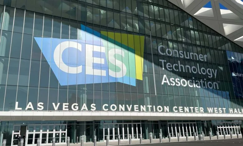 Las Vegas Convention Center West Hall entrance with CES logo.