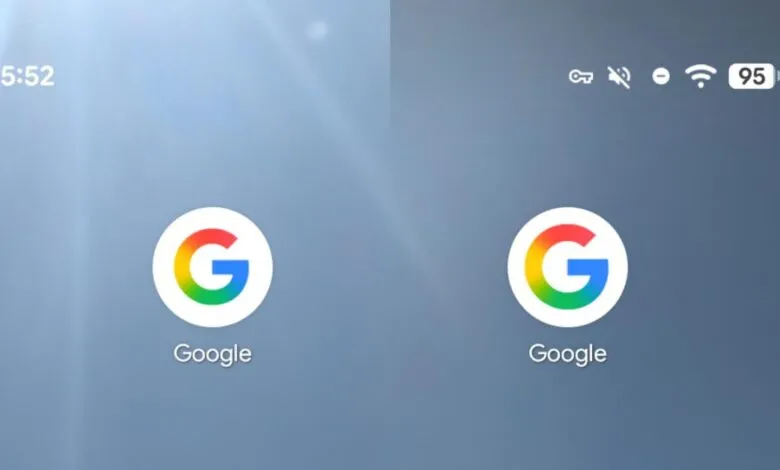 Two Google app icons on a device screen, showing size comparison.