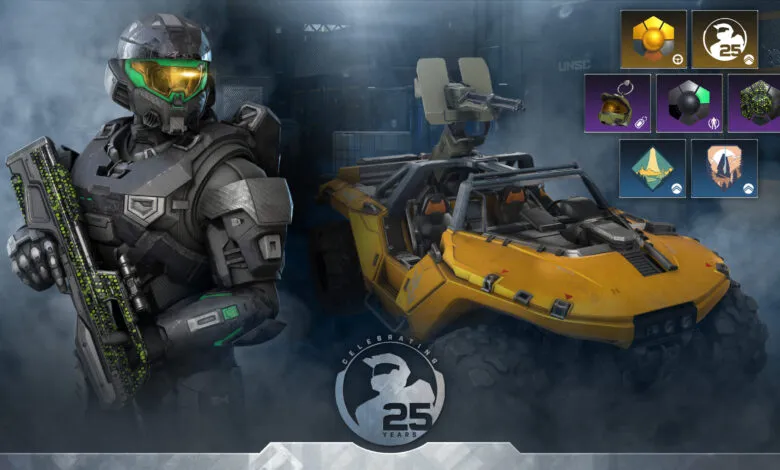 Halo Spartan with Warthog vehicle and 25th anniversary customization options.