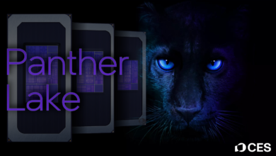 Intel Panther Lake processor with panther imagery.