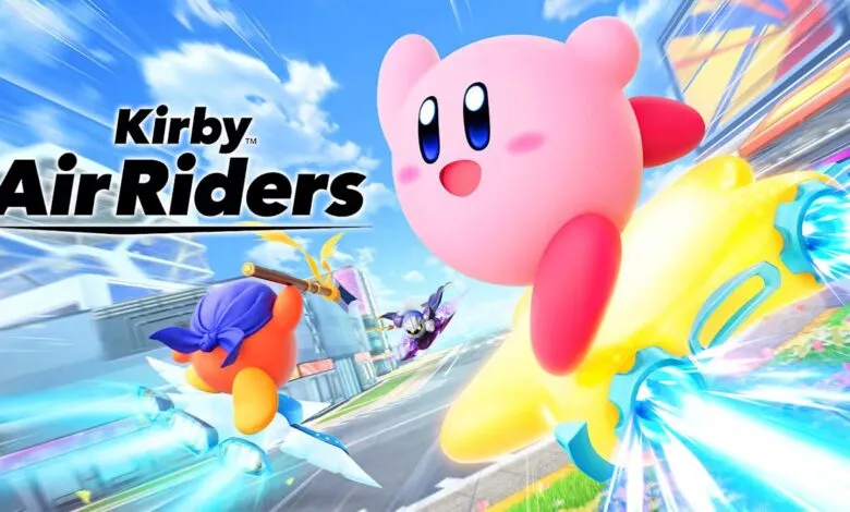 Kirby Air Riders game cover featuring Kirby and other characters racing.