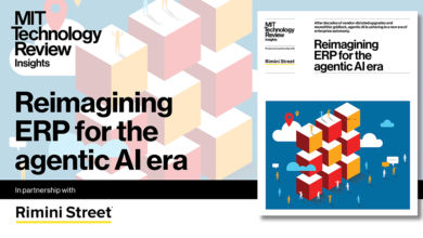 MIT Technology Review Insights cover: Reimagining ERP for the agentic AI era.