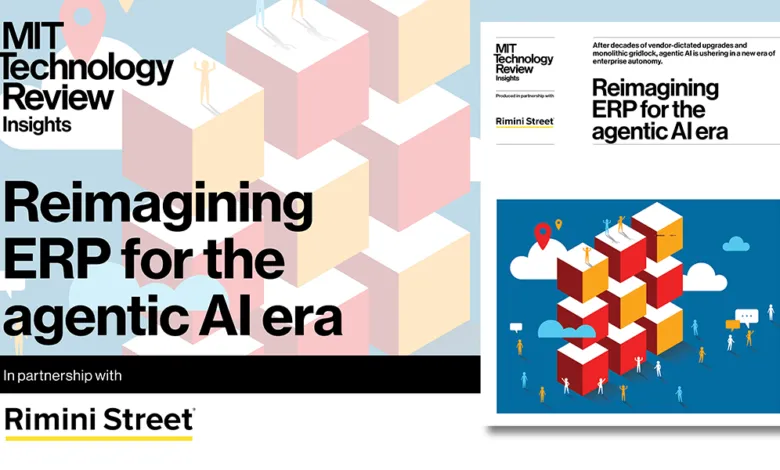 MIT Technology Review Insights cover: Reimagining ERP for the agentic AI era.