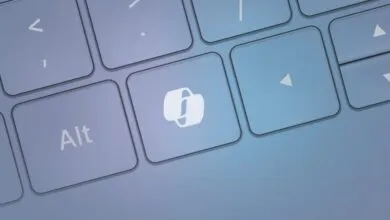 Close-up of a keyboard with a Microsoft Teams key.