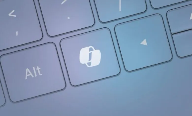 Close-up of a keyboard with a Microsoft Teams key.