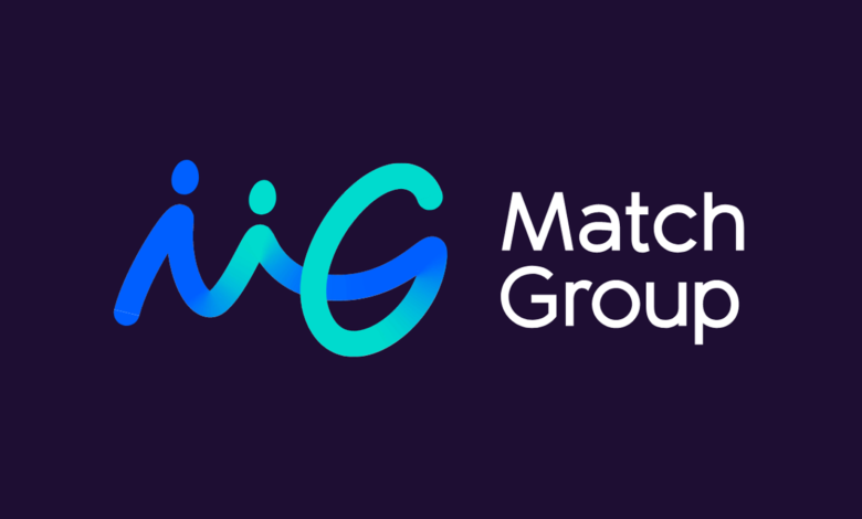 Match Group logo with blue and green gradient on dark background.