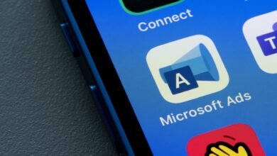 Close-up of the Microsoft Ads app icon on a smartphone screen.