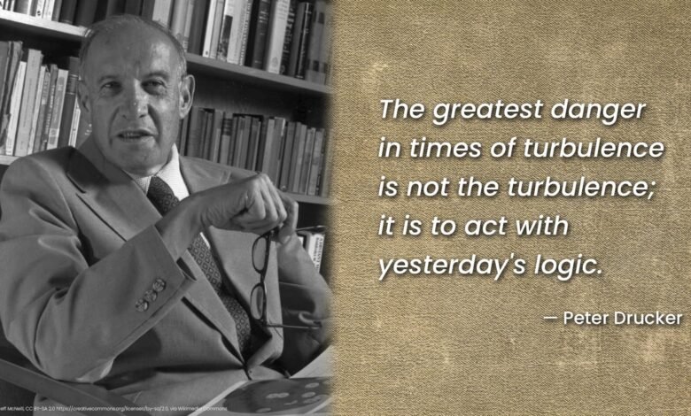 Peter Drucker quote: 'The greatest danger in times of turbulence...'