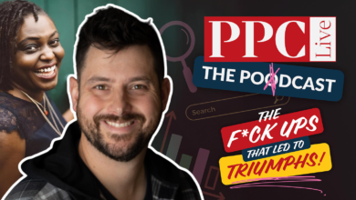 Podcast cover featuring two smiling hosts and PPC Live branding.