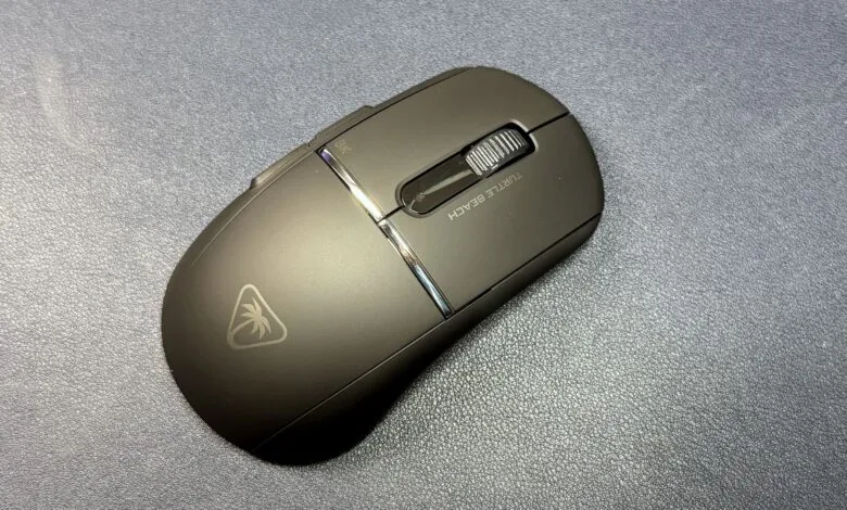 Turtle Beach Burst II Air wireless gaming mouse on dark surface.