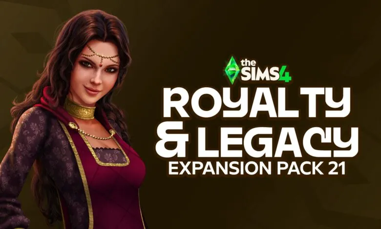Sims 4 Royalty & Legacy Expansion Pack cover art featuring a regal Sim.