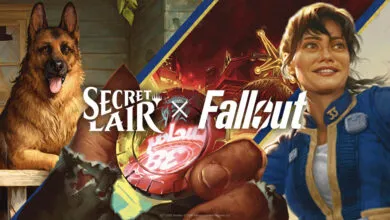 Secret Lair x Fallout collaboration featuring a dog and Vault Dweller.