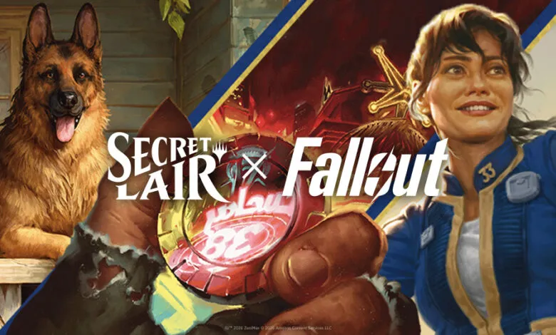 Secret Lair x Fallout collaboration featuring a dog and Vault Dweller.