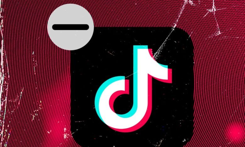 TikTok logo with a minus sign, suggesting a ban or removal.