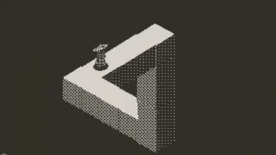 Impossible Penrose triangle with object on top, pixelated style.