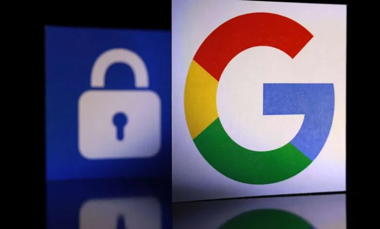 Google logo and padlock symbol, representing data security.