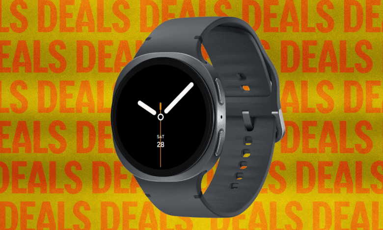 Gray smartwatch with a black screen showing the time and date.