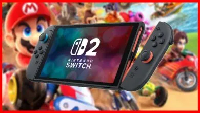 Nintendo Switch 2 console with Mario Kart background.