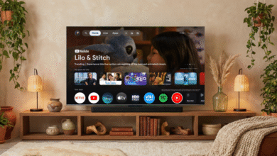 Google TV interface displaying Lilo & Stitch on a modern television.