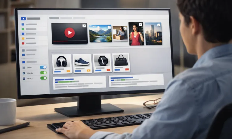 Person working on a computer with a content management system interface.