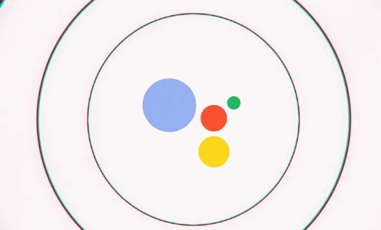 Google Assistant logo with concentric circles on white background.