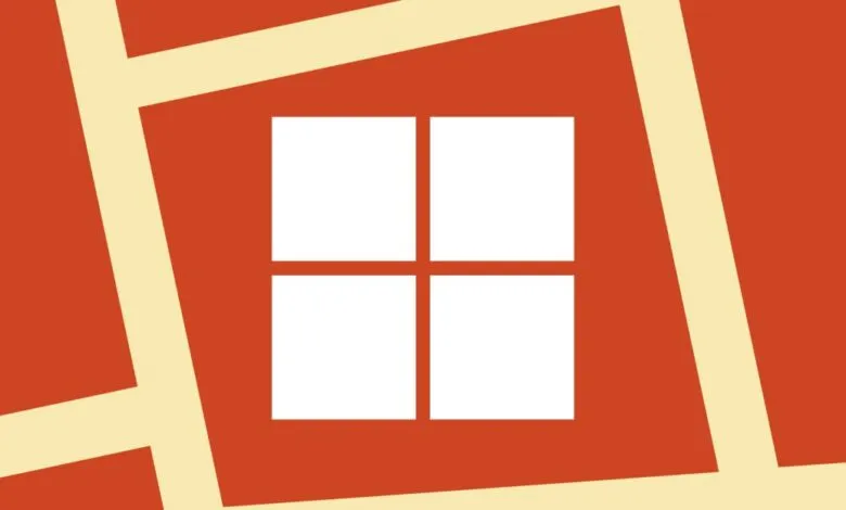 Microsoft logo on orange background with beige lines.
