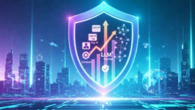 Cybersecurity shield over futuristic city, data protection concept.