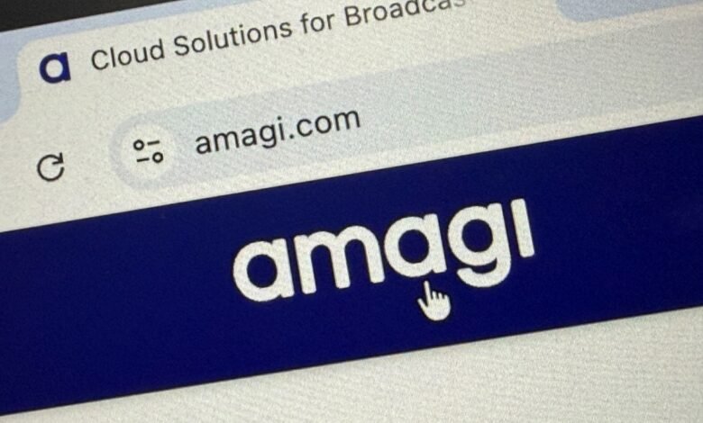 Amagi website displayed on a computer screen.