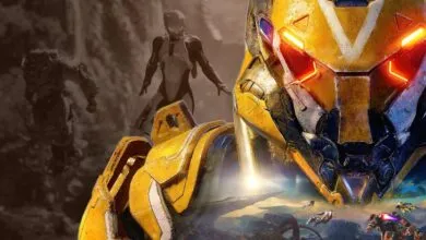 Close-up of a yellow Javelin suit from the video game Anthem.
