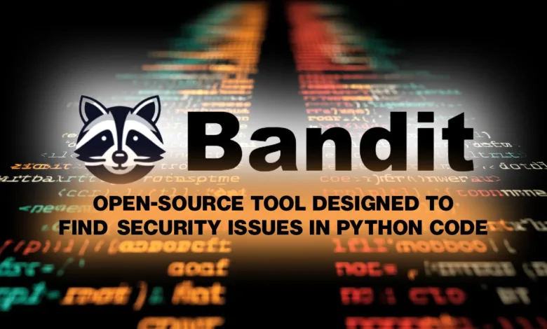 Bandit logo featuring a raccoon and text about Python security tool.