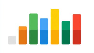 Colorful bar chart showing increasing values from left to right.