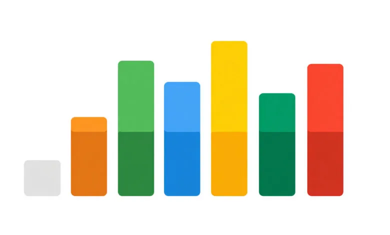 Colorful bar chart showing increasing values from left to right.