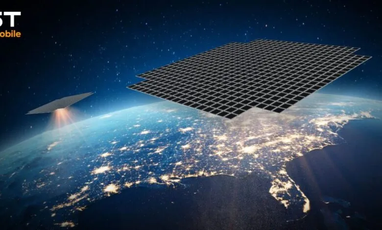 Satellite solar panels above Earth, beaming energy down to the surface.