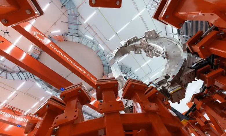 Commonwealth Fusion Systems' SPARC magnet installation, looking up.