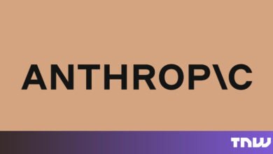 Anthropic logo in black text on a tan background.