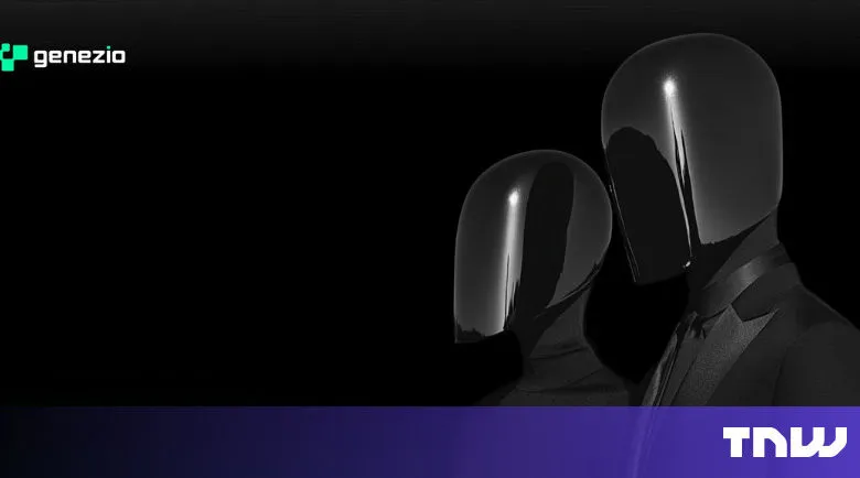 Two sleek, faceless figures in black suits stand side-by-side.