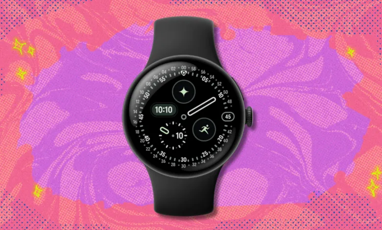 Close-up of a black smartwatch with a digital display showing 10:10.