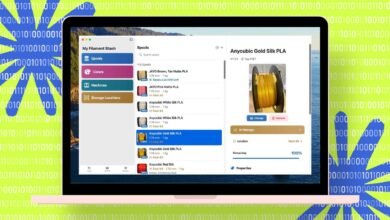 Screenshot of 'My Filament Stash' app on a Macbook, showing 3D printing filament inventory.
