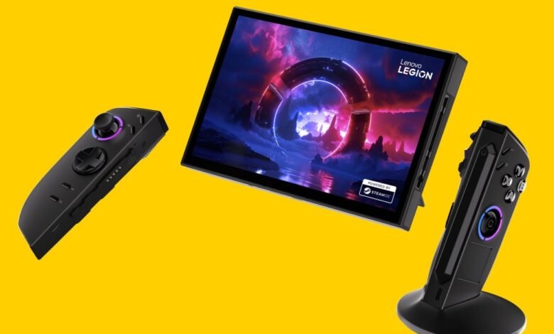 Lenovo Legion Go handheld gaming device with detachable controllers.