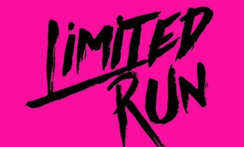 Limited Run Games logo in black brushstrokes on a bright pink background.