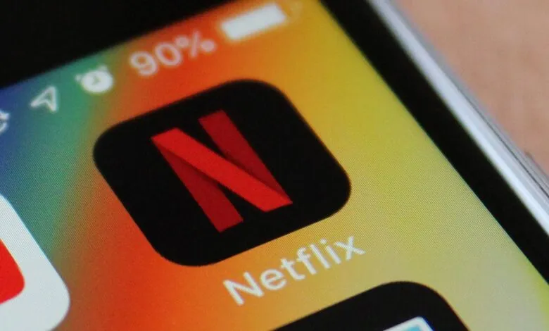 Close-up of the Netflix app icon on a smartphone screen.