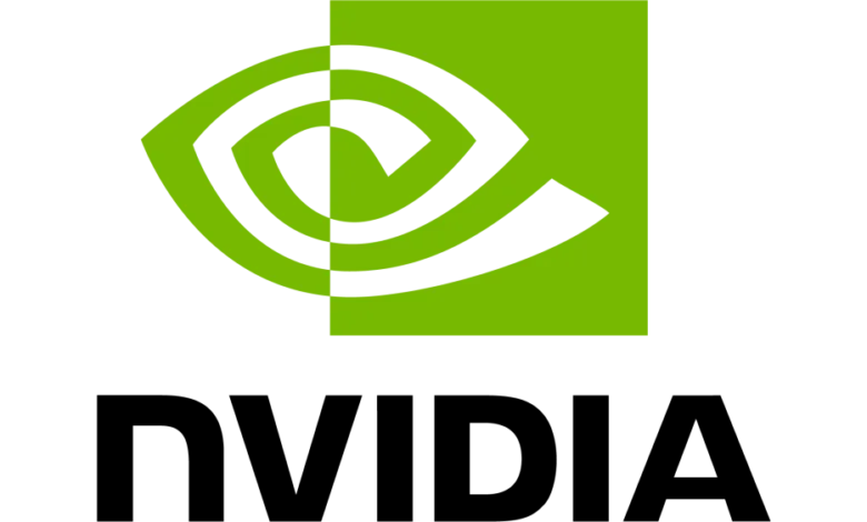 Nvidia logo: green eye design split between black and green background.