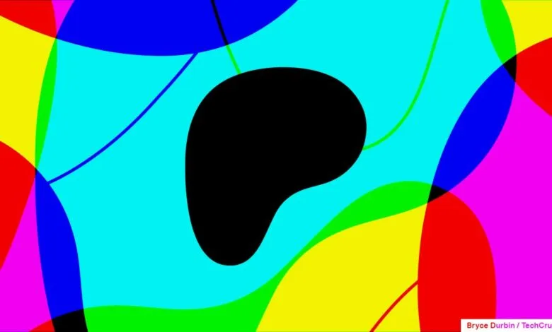 Abstract colorful background with overlapping shapes and lines.