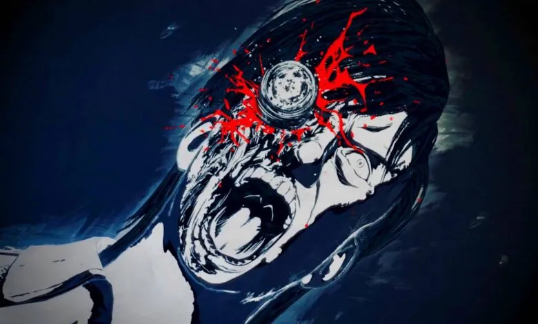 Stylized image of a person with a bullet wound to the head.