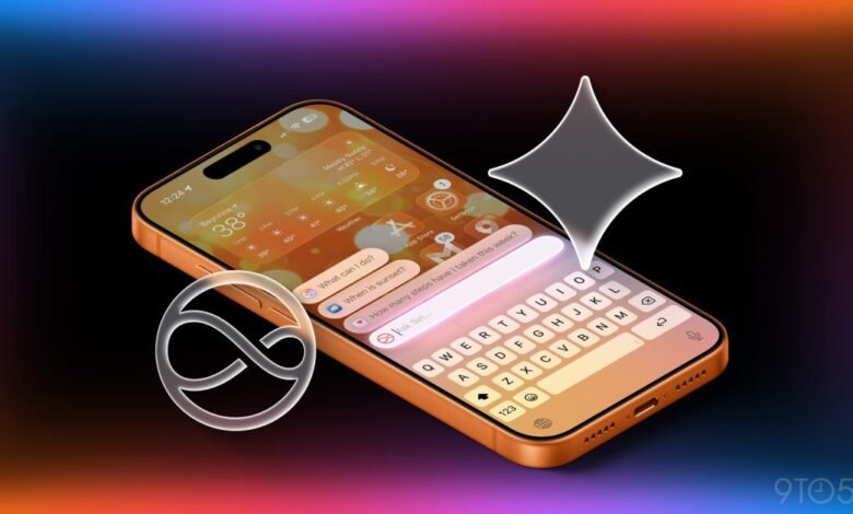 iPhone showing Siri interface with Gemini logo overlay, suggesting AI integration.