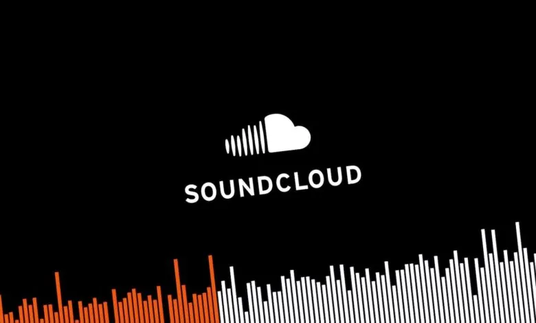 SoundCloud logo with waveform visualization on black background.