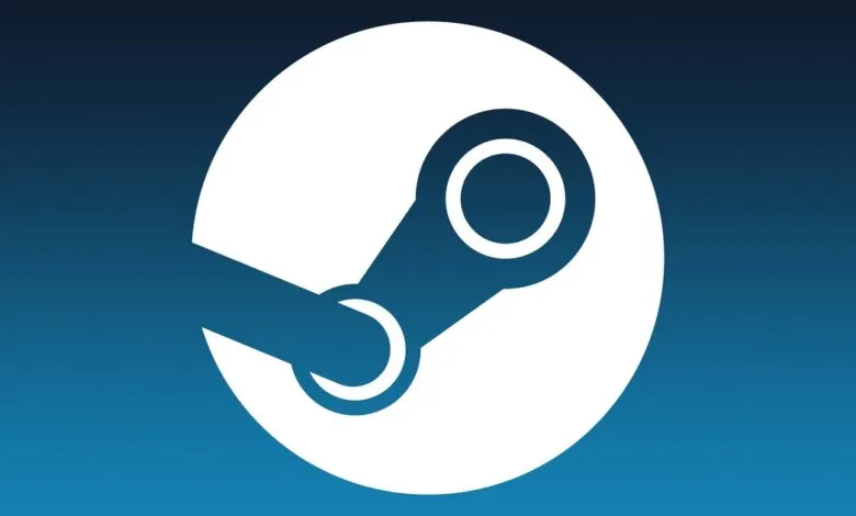Steam logo on blue gradient background, white icon.