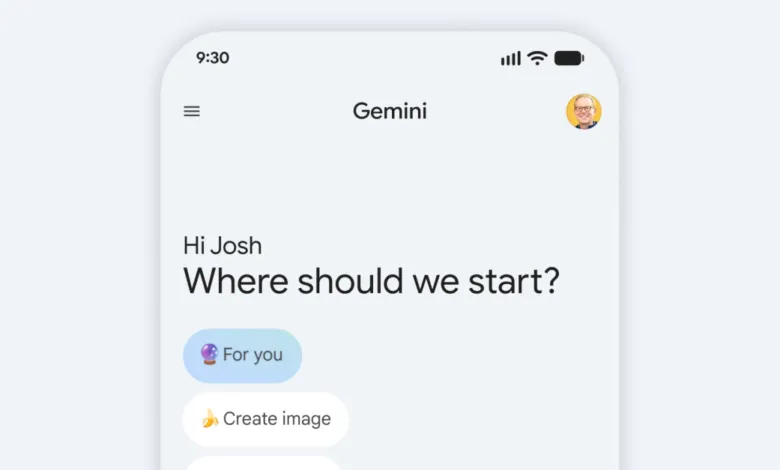 Gemini AI app interface on a smartphone screen.