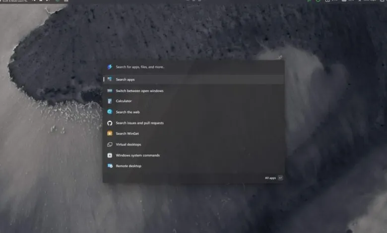 Windows 11 search menu displaying app and file search options.